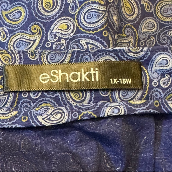 eShakti Cotton Midi A Line Skirt Size 1X 18W Subtle Paisley Blue Boho Sustainabl - Picture 6 of 6